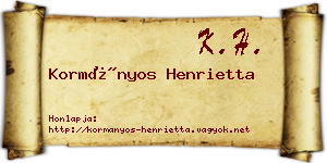 Kormányos Henrietta névjegykártya