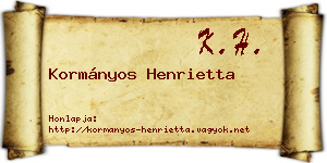 Kormányos Henrietta névjegykártya