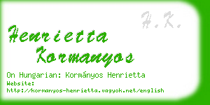 henrietta kormanyos business card