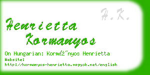 henrietta kormanyos business card